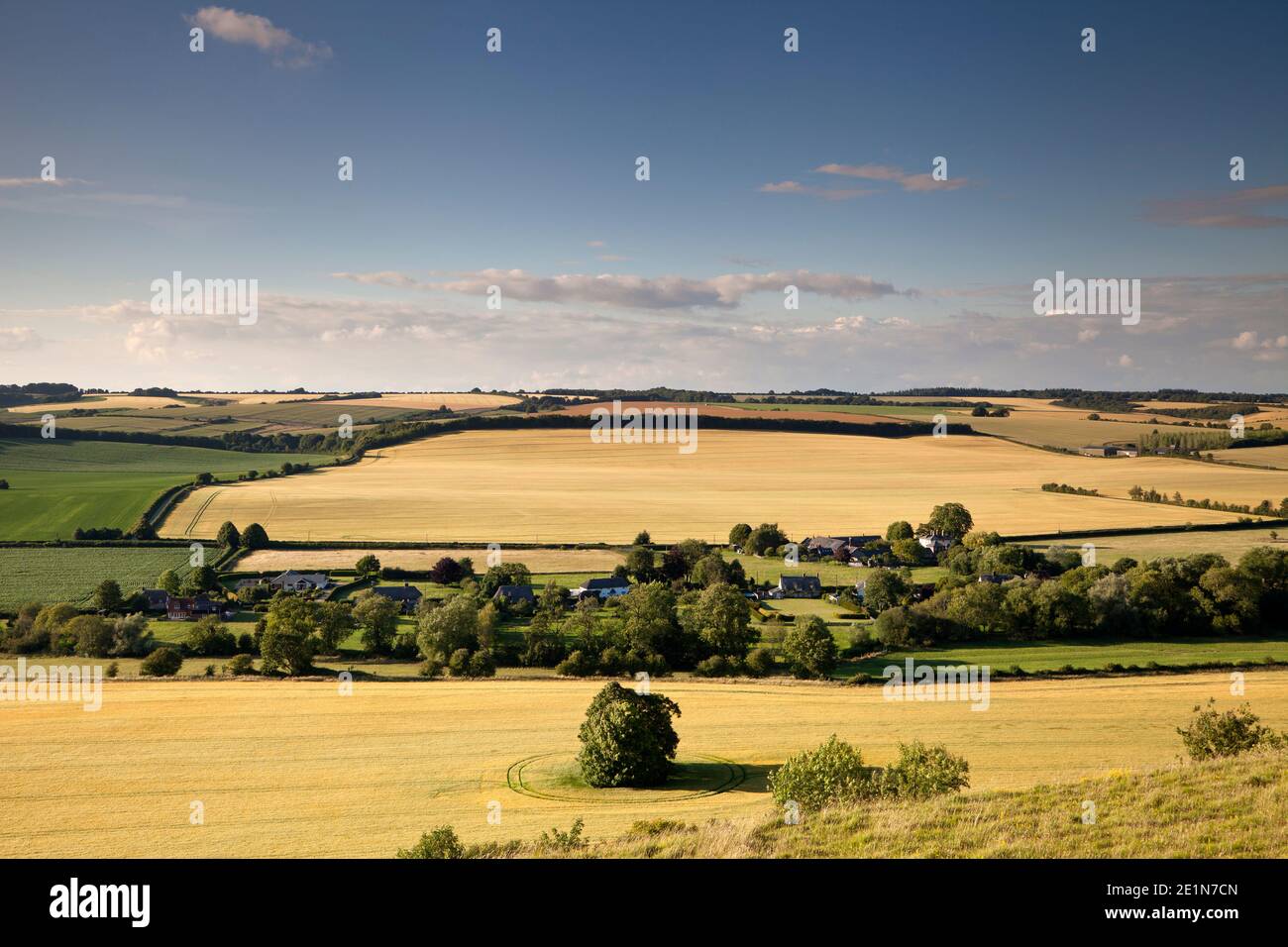 A view of the small village of Stoke Farthing in the Chalke Valley, Wiltshire. Stock Photo