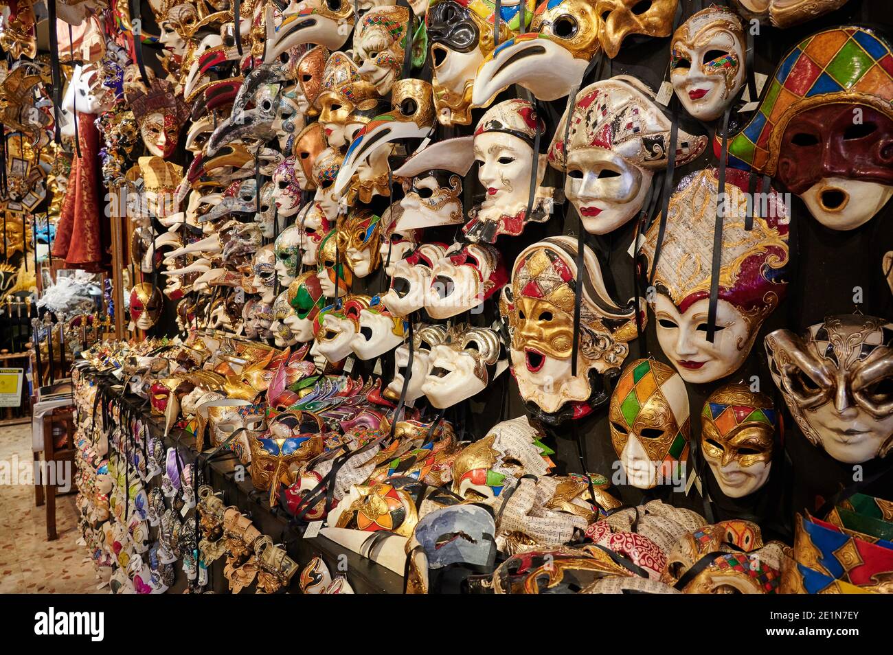 shop with Venetian carnival masks for sale, Venice, Veneto, Italy Stock Photo