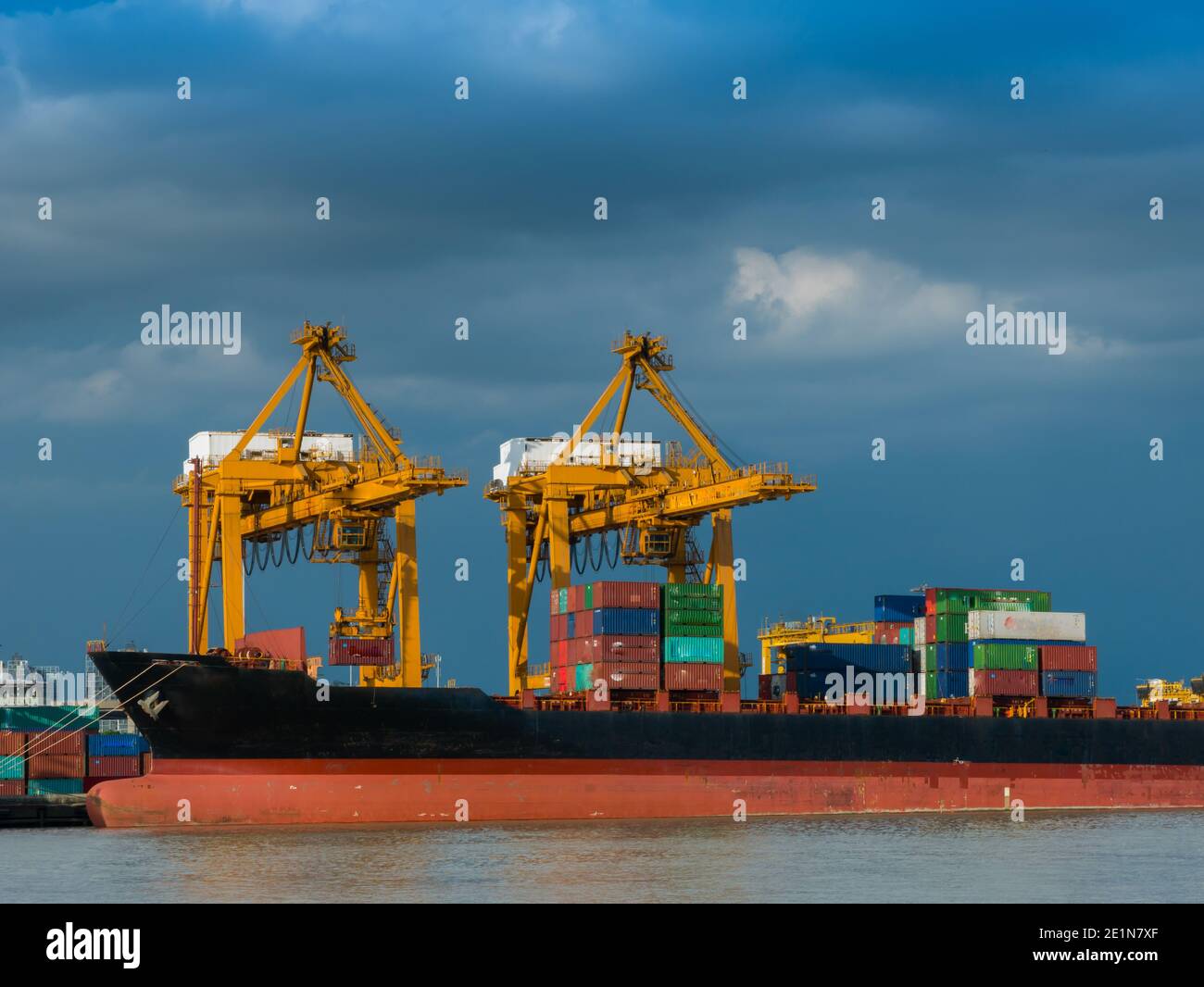 shipping of maritime transportation arrange container loading Stock