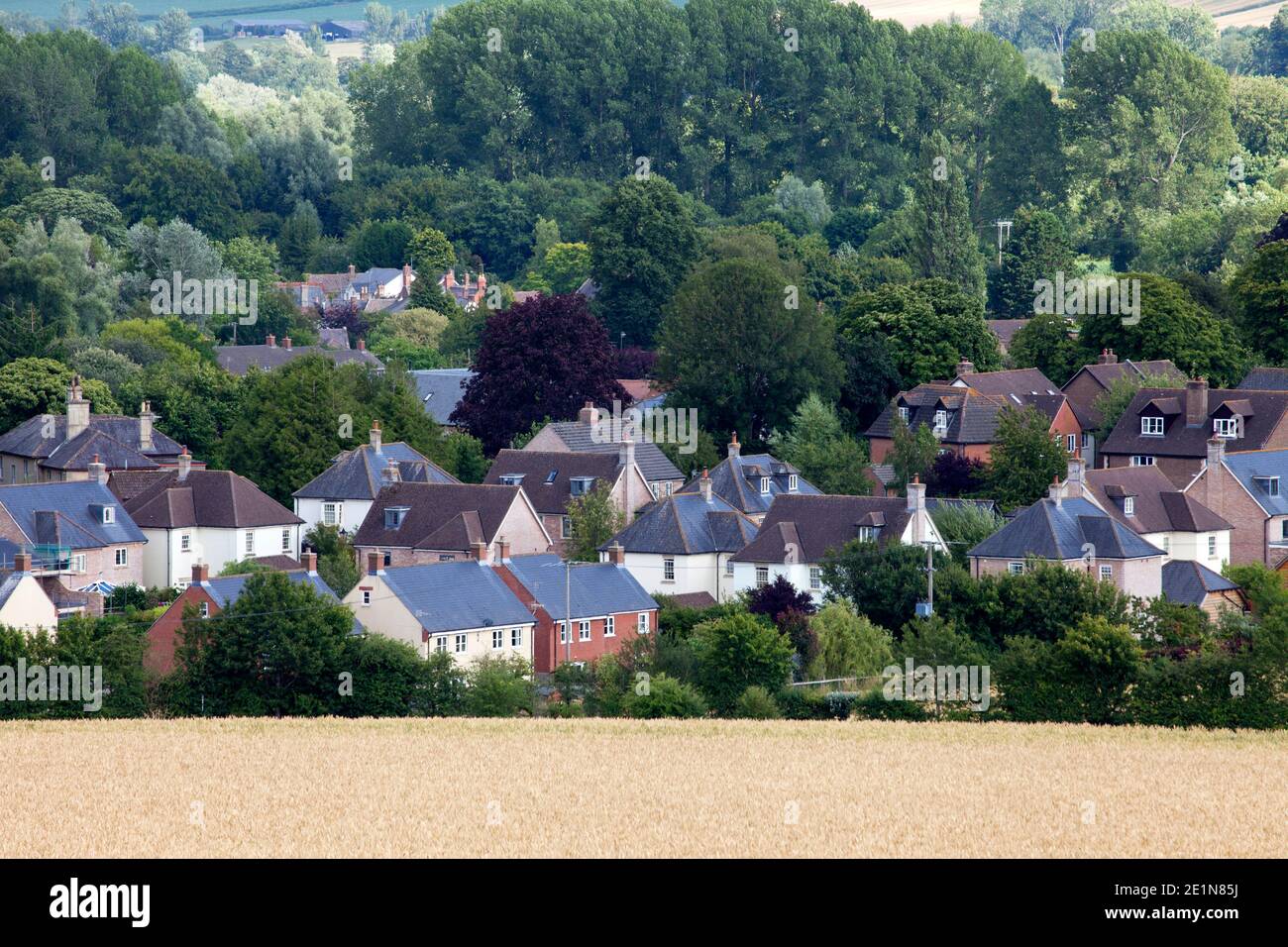 A housing development in the village of Codford in Wiltshire. Stock Photo