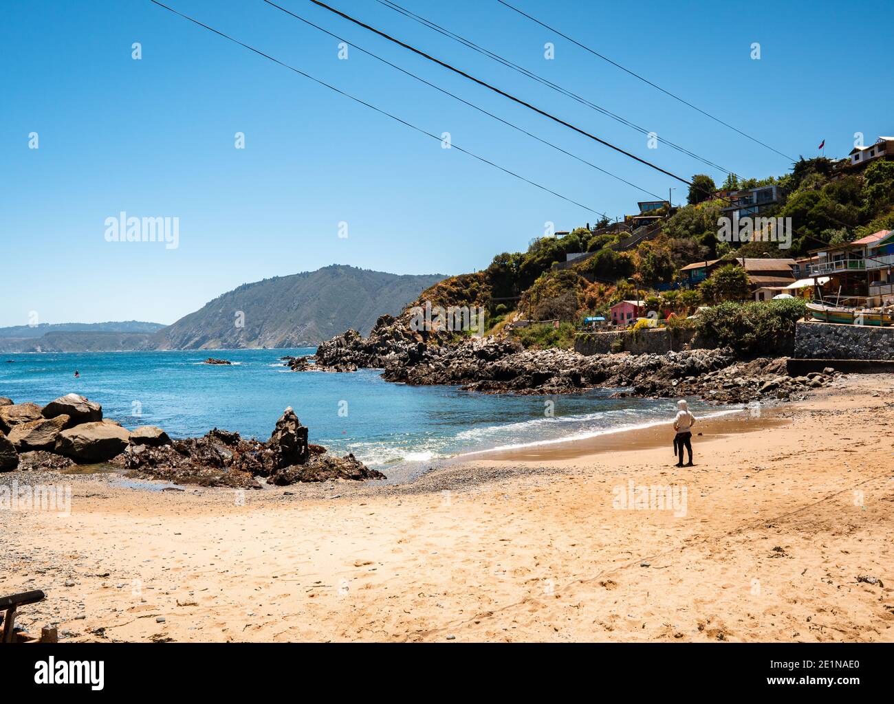 Summer vacations in Quintay beach on a sunny day Stock Photo
