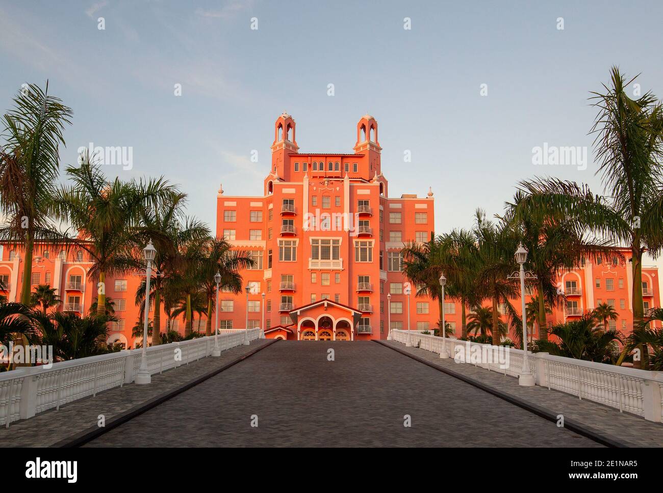 The iconic Don Cesar hotel in St. Petersburg Florida. Pink Hotel on the beach in Florida. Stock Photo