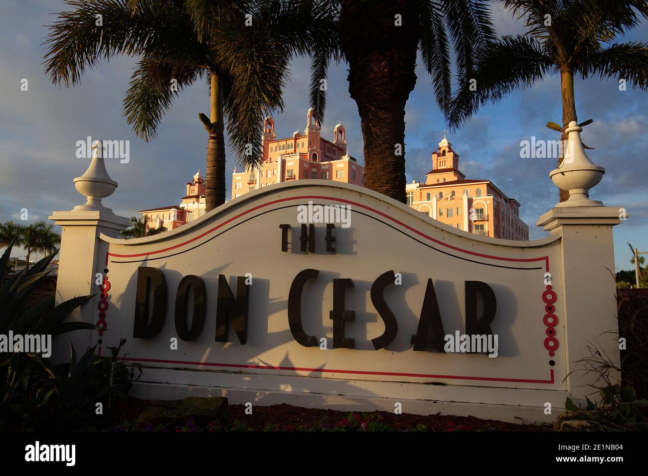 The iconic Don Cesar hotel in St. Petersburg Florida. Pink Hotel on the beach in Florida. Stock Photo