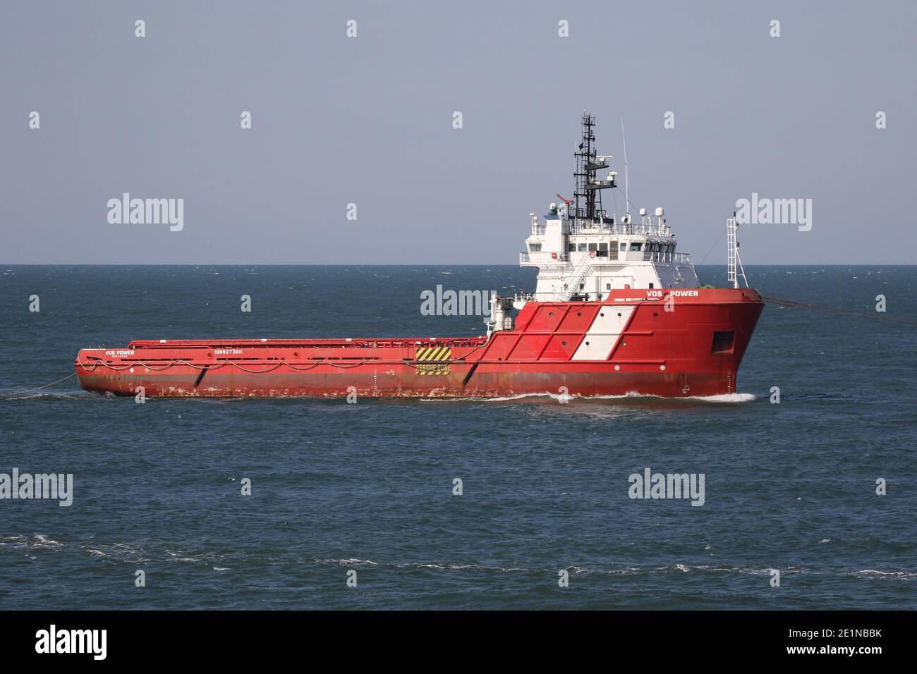 The offshore supplier VOS Power on September 18, 2020 on its last trip to the scraper. Stock Photo