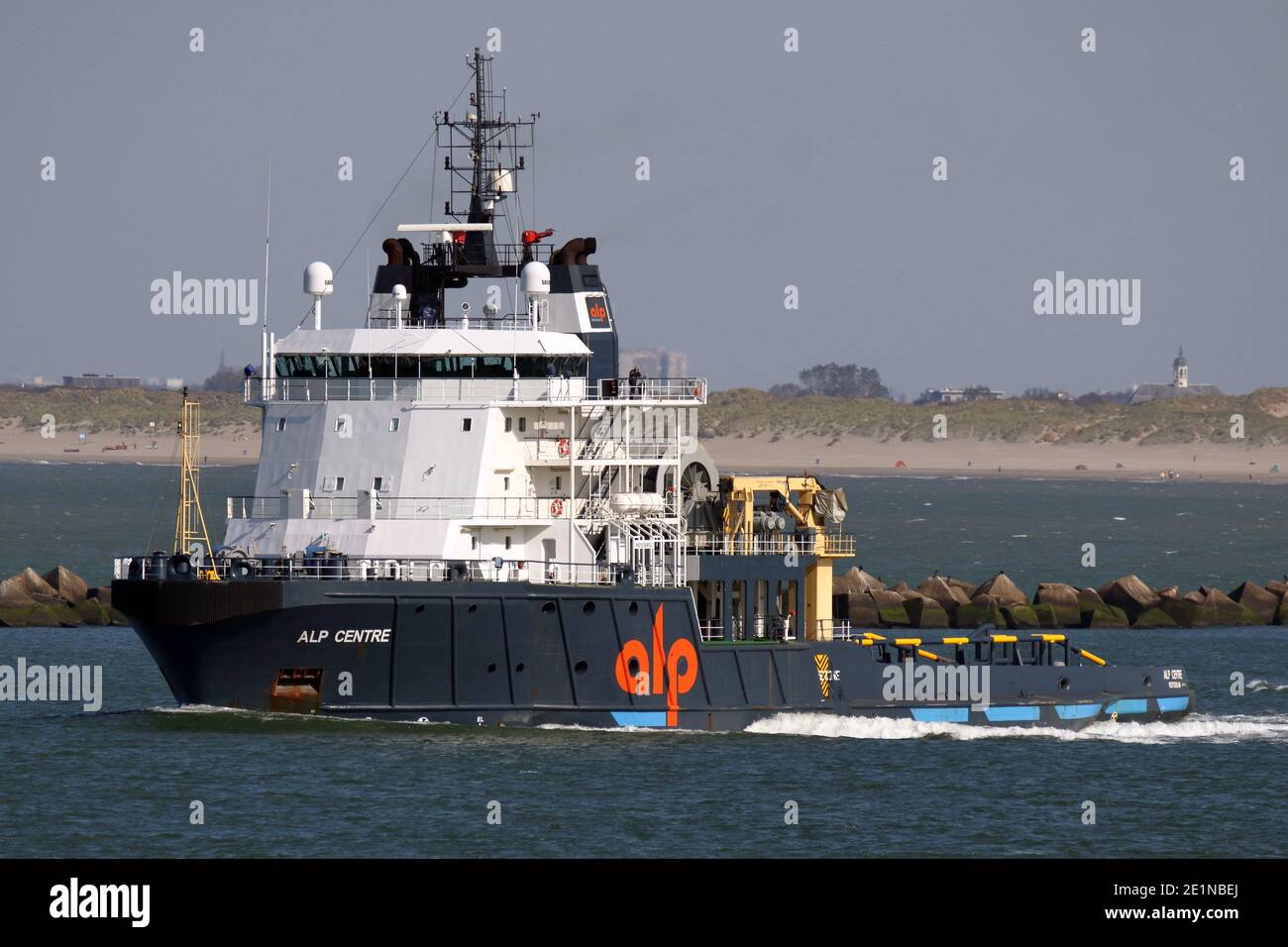 The large offshore tug ALP Centre will leave the port of Rotterdam on September 18, 2020. Stock Photo