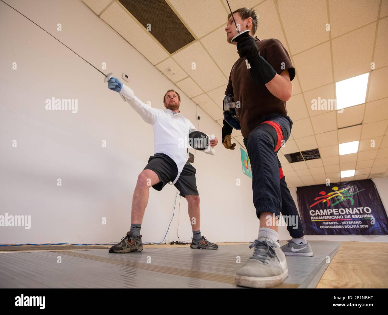 Fencing, sword fighting instruction in South Carolina Stock Photo Alamy