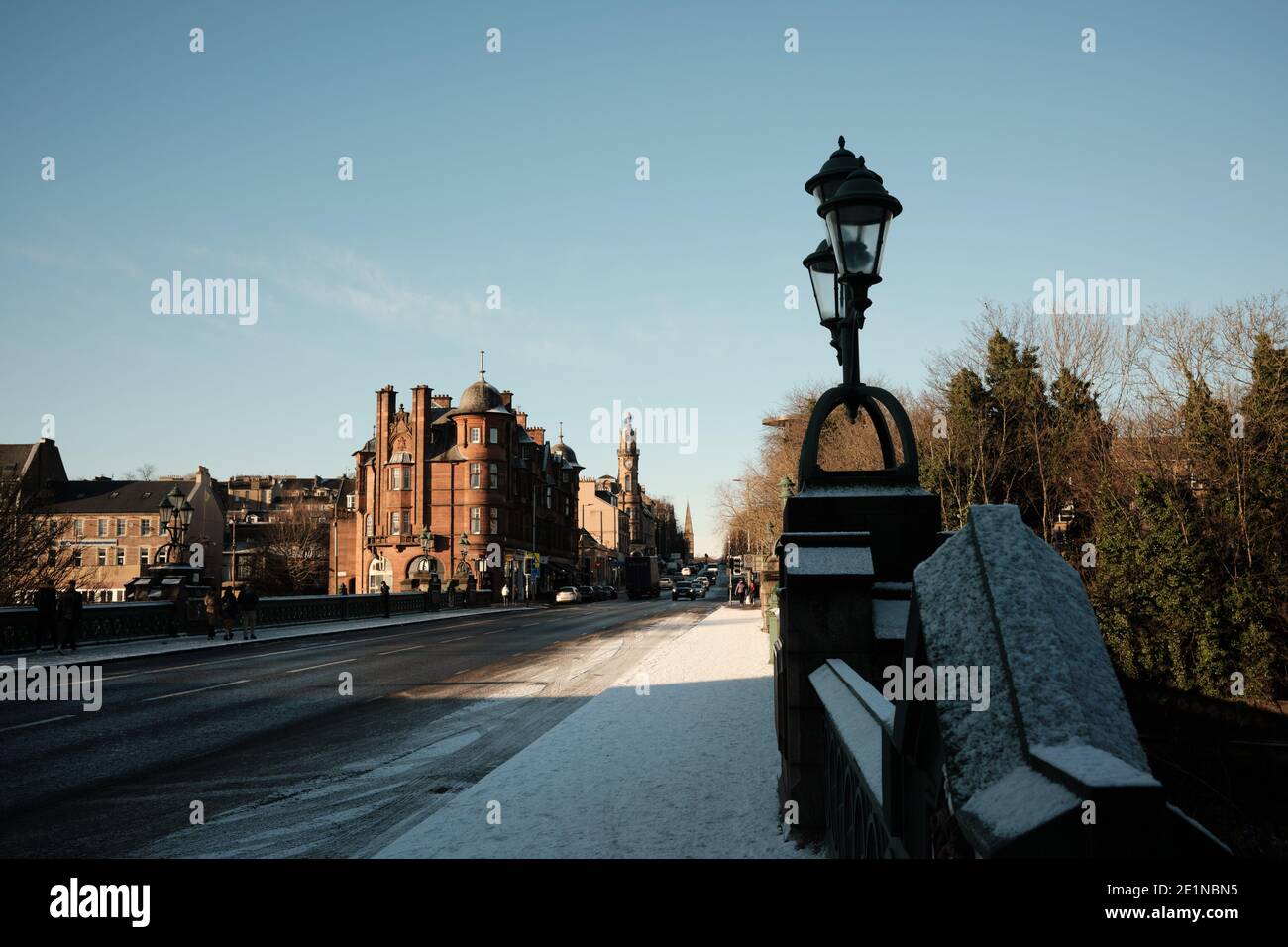 Frost on the pavement at Kelvinbridge, Glasgow. January 2021 Stock Photo