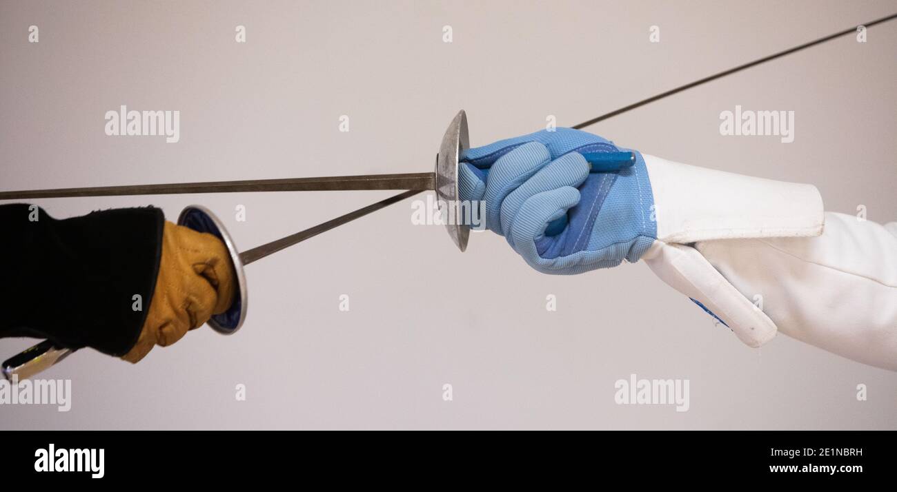 Swords for fencing and sword fighting Stock Photo Alamy