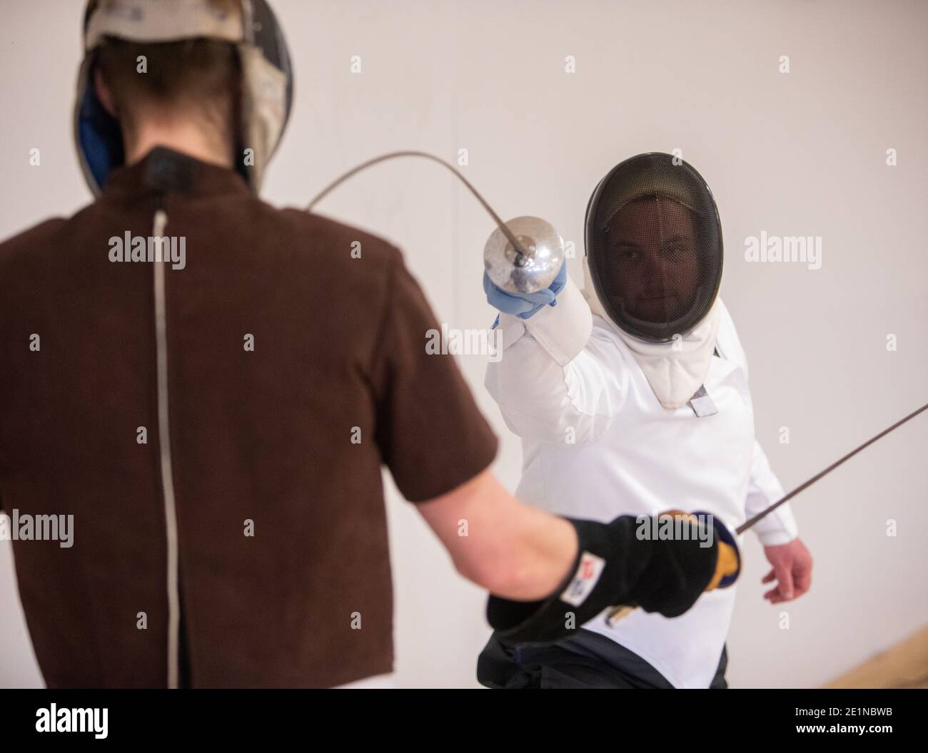 Fencing, sword fighting instruction in South Carolina Stock Photo Alamy