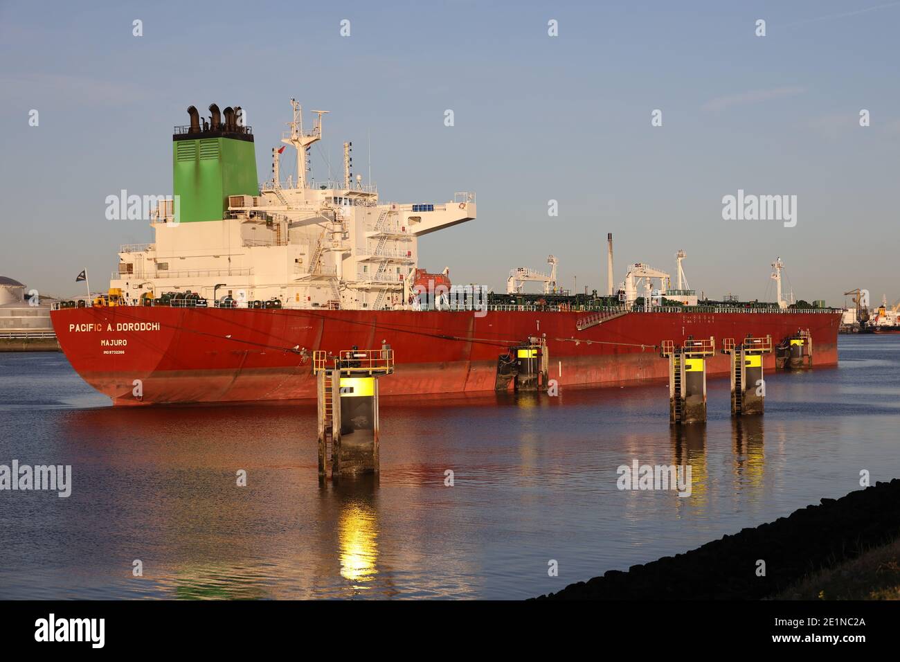The crude oil tanker Pacific A. Dorodchi will be in the port of Rotterdam on September 18, 2020. Stock Photo