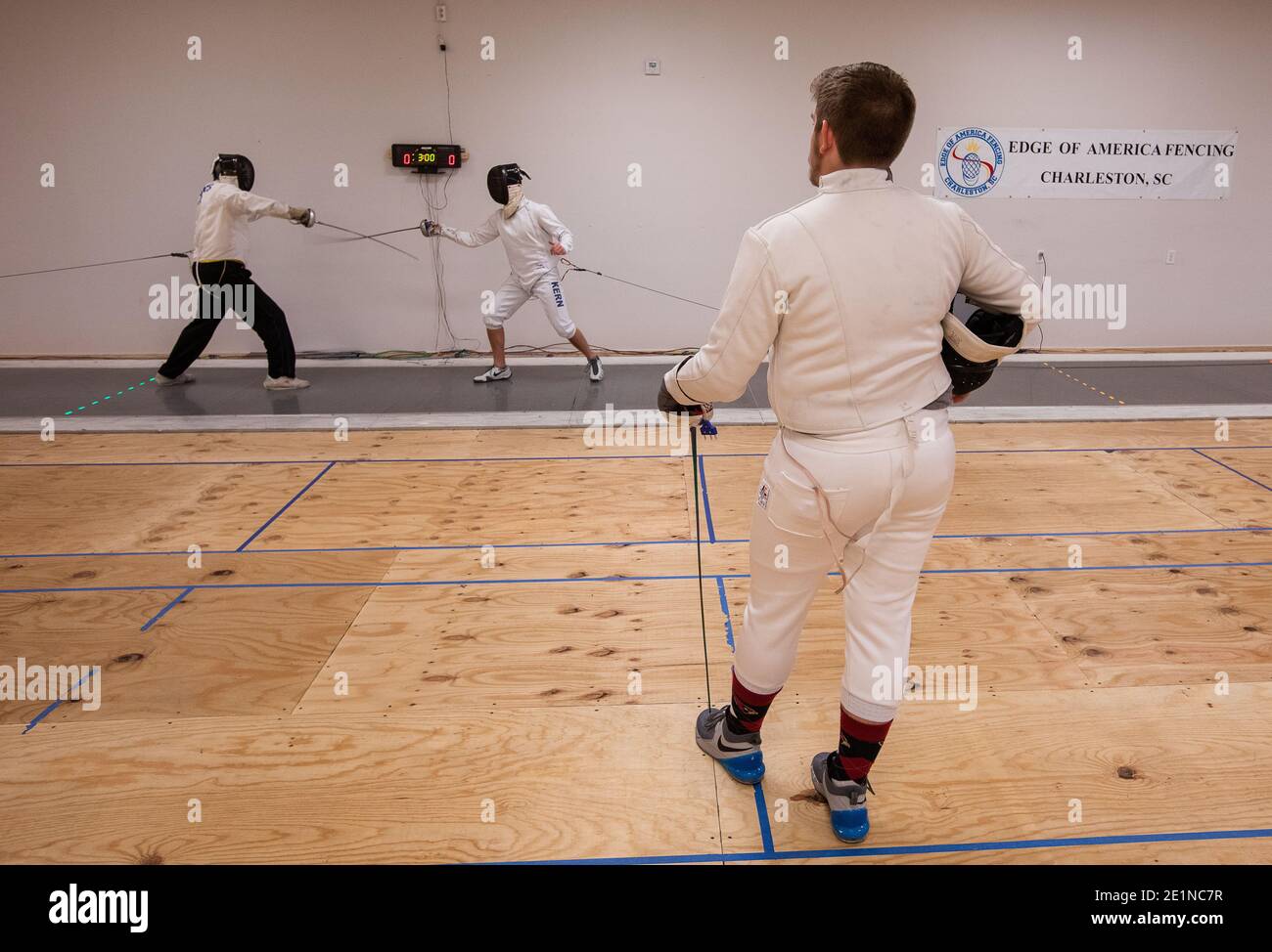 Fencing, sword fighting instruction in South Carolina Stock Photo Alamy