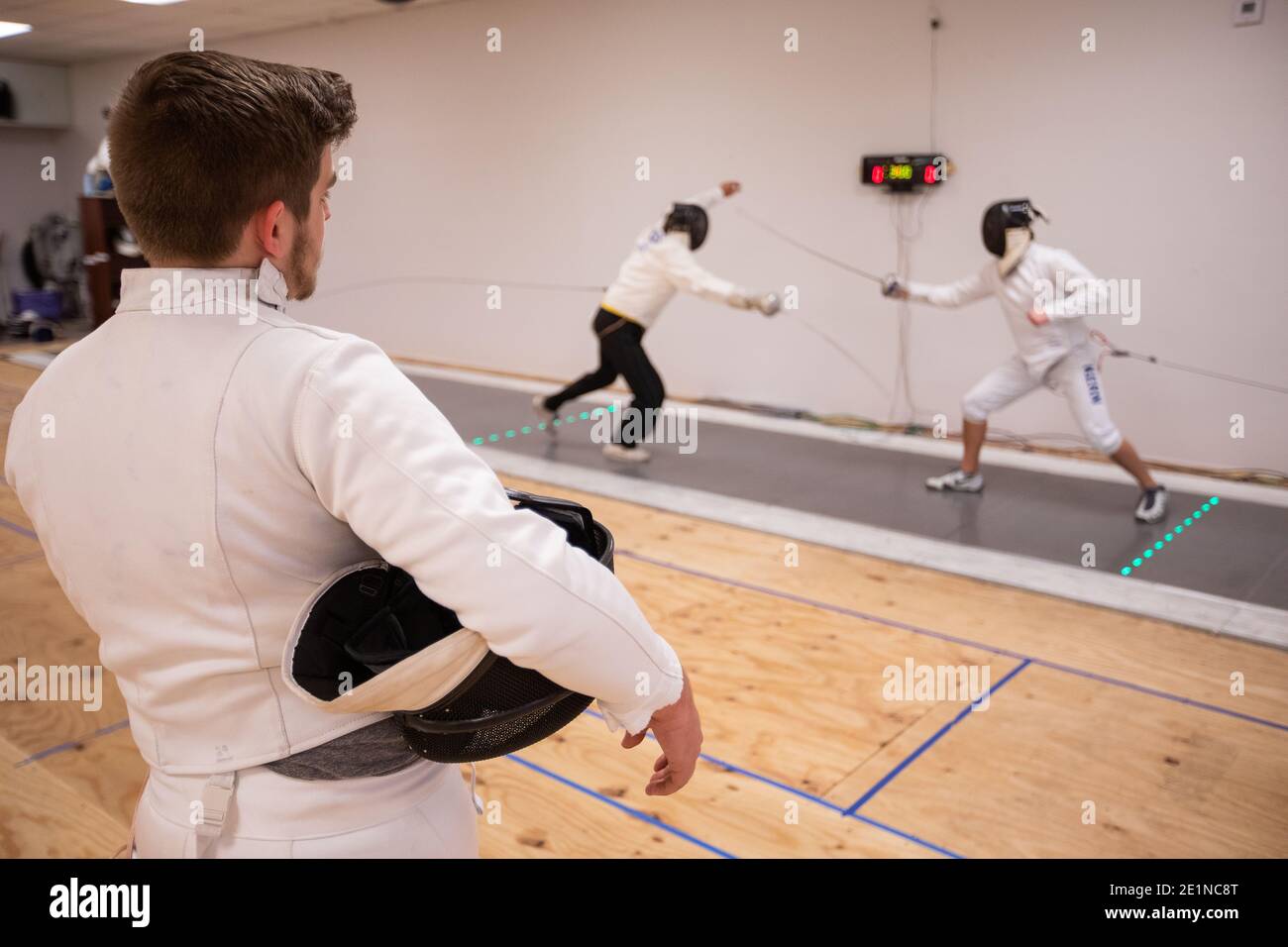 Fencing, sword fighting instruction in South Carolina Stock Photo Alamy