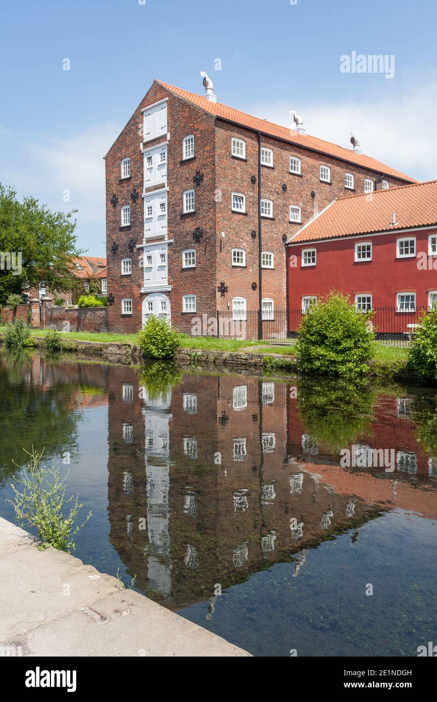 Riverhead in Driffield, the terminus of the Driffield Navigation, surrounded by attractive historic mill buildings Stock Photo