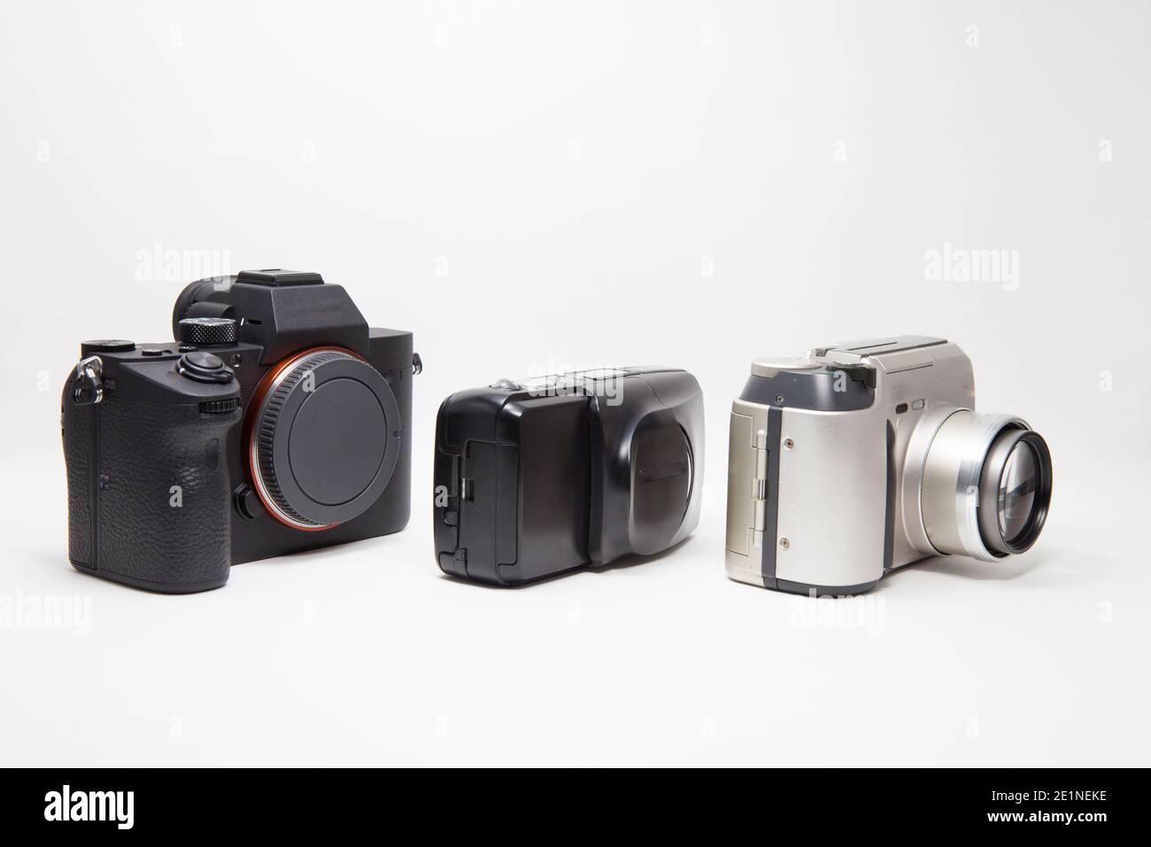 Cameras with white background Stock Photo - Alamy
