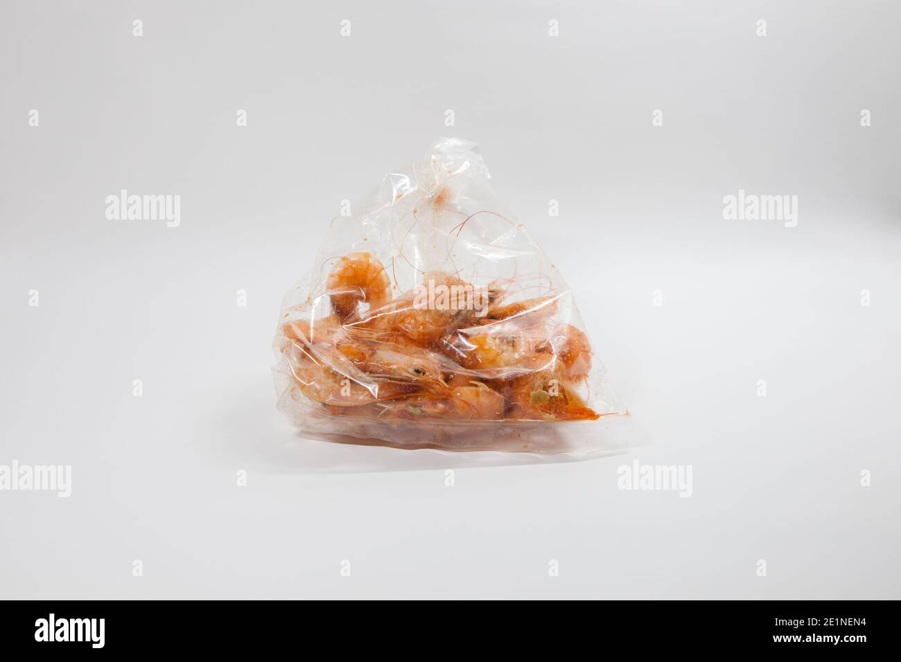 Plastic bag and food with white background Stock Photo