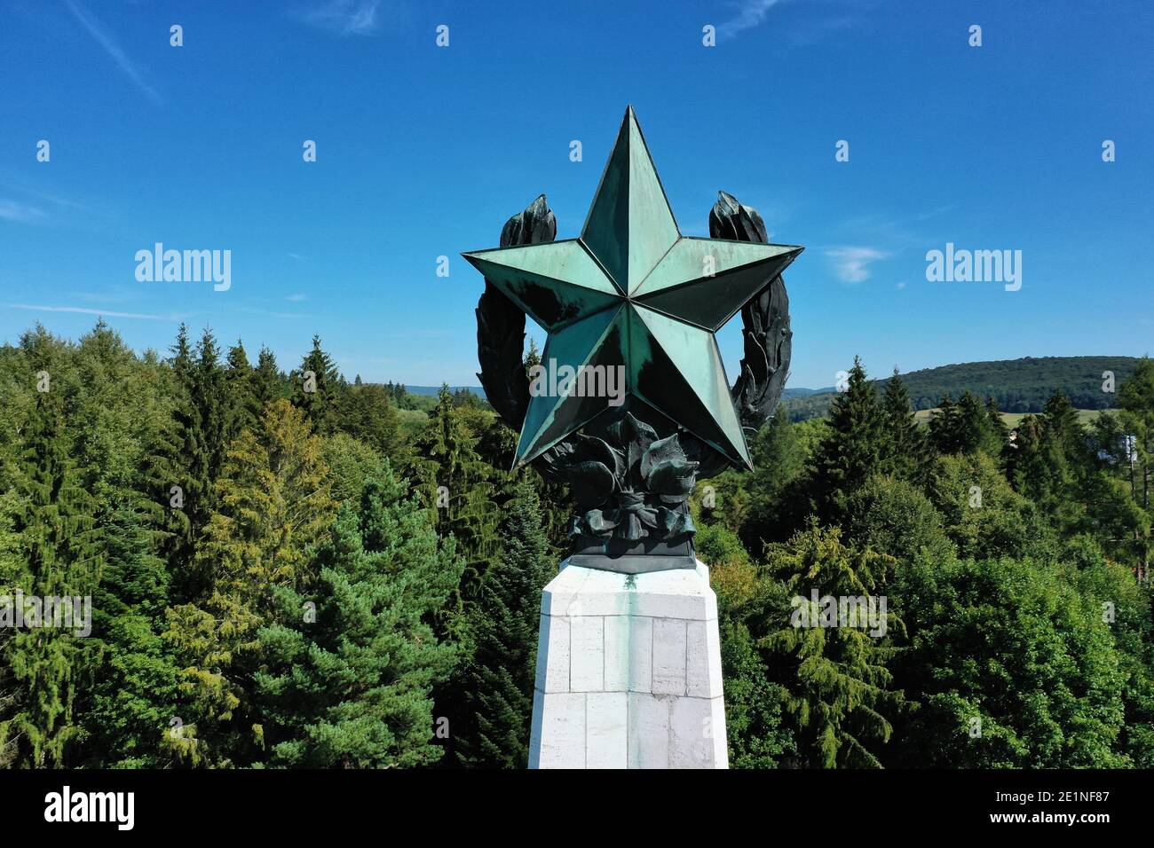 Aerial view of the Soviet Army Memorial in Svidnik, Slovakia Stock Photo