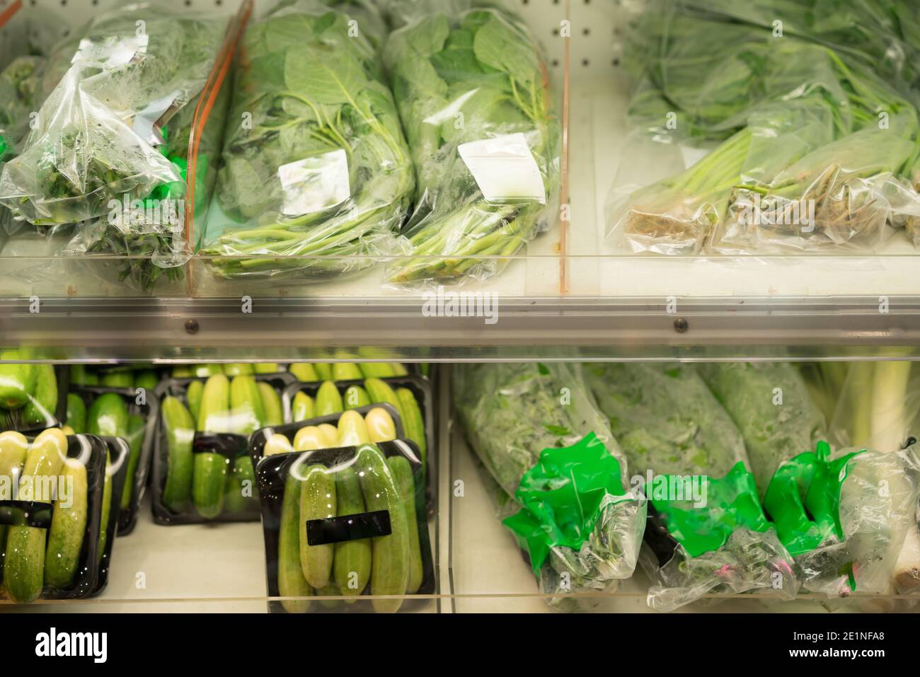 Vegetable on shelf in supermarket Stock Photo