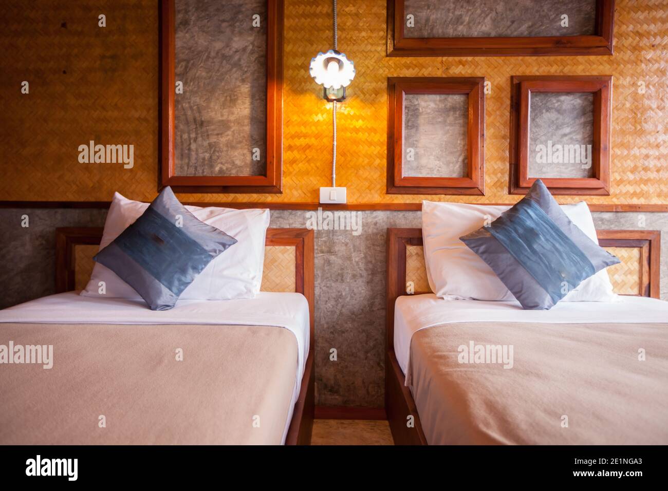 Interior standard room with bed Stock Photo - Alamy
