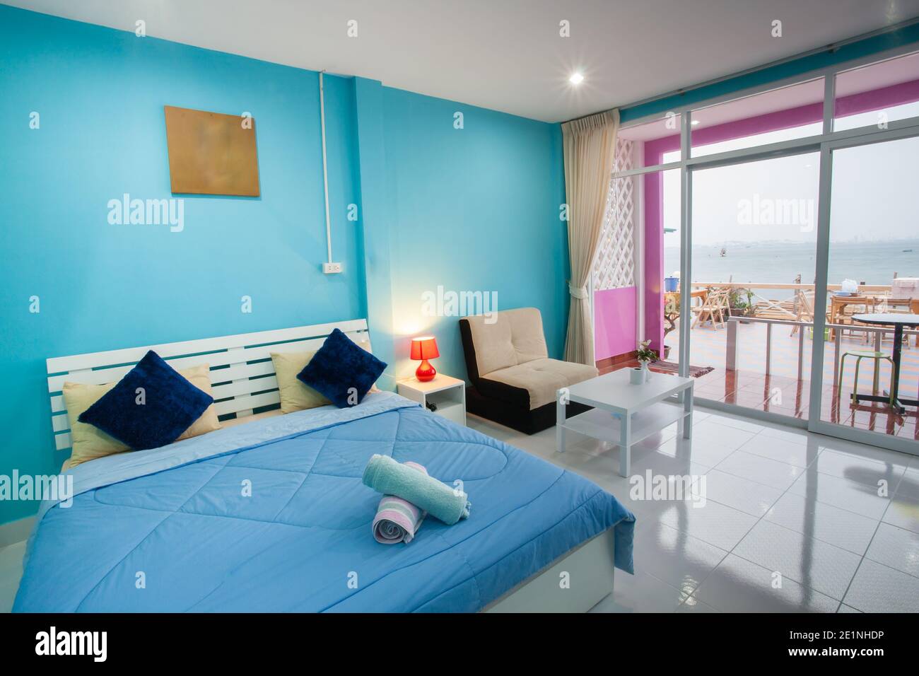 Bed room of colorful interior Stock Photo - Alamy