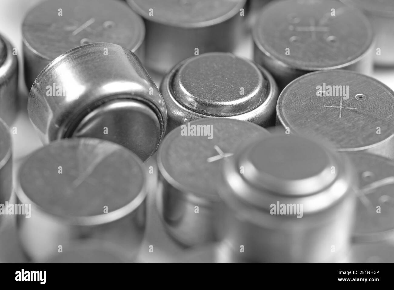 Button cells, batteries in a closeup Stock Photo Alamy