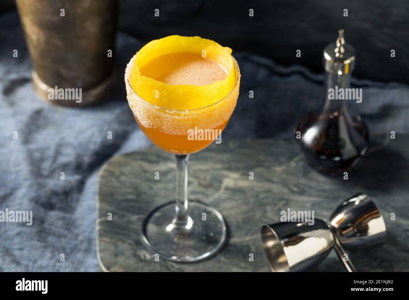 Boozy Brandy Crusta Cocktail with Sugar and Lemon Stock Photo Alamy