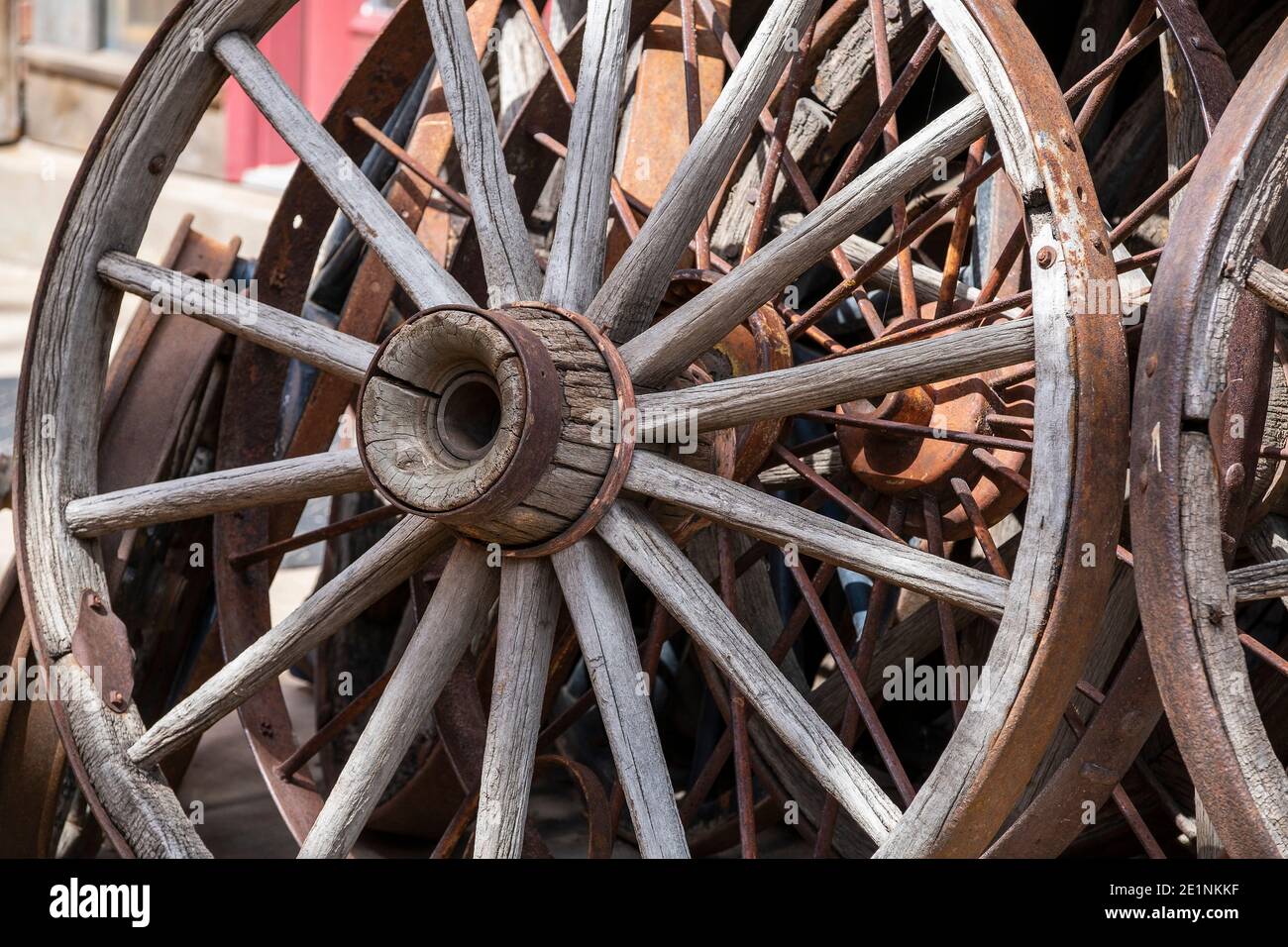 Old wagon wheels in Silverton, Colorado, USA Stock Photo - Alamy