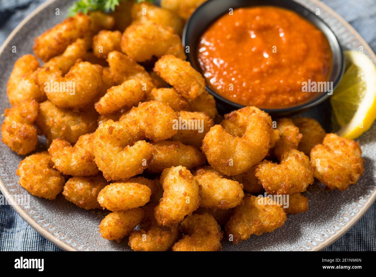 Homemade Deep Fried Popcorn Shrimp Ready to Eat Stock Photo Alamy