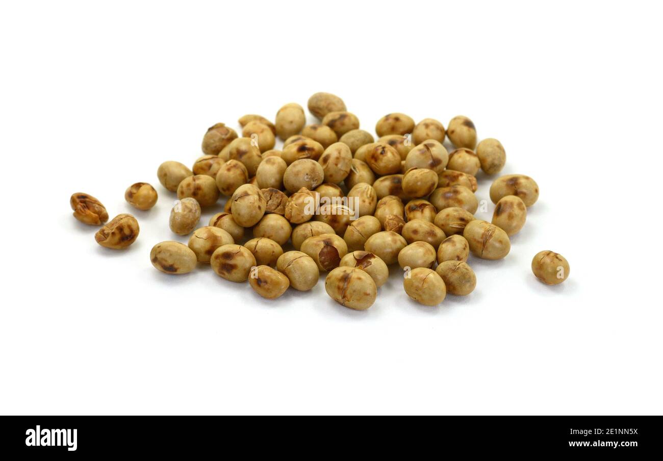 Roasted soybeans (soy nuts) isolated on white background Stock Photo Alamy