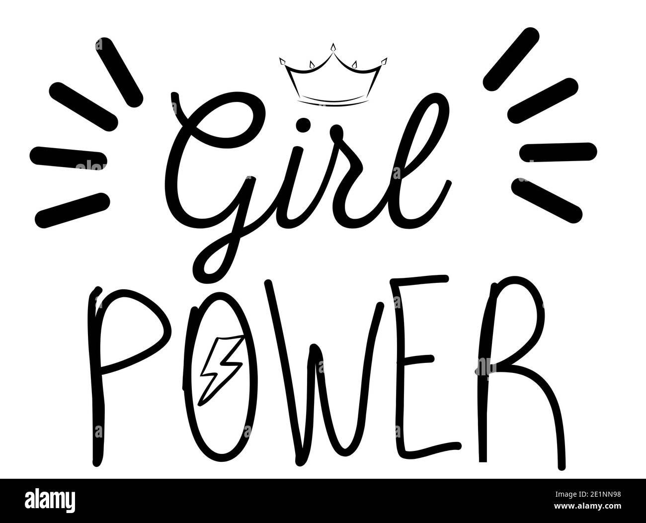 Girl power inscription handwritten with bright pink vivid font. GRL PWR hand lettering. Feminist slogan, phrase or quote. Modern illustration for t-sh Stock Photo