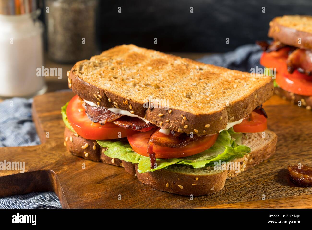Homemade Bacon BLT Sandwich with Lettuce and Tomato Stock Photo