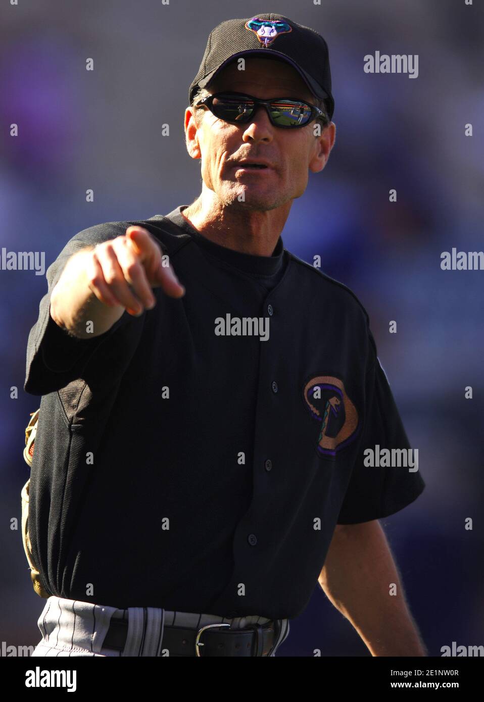Arizona Diamondbacks first base coach Brett Butler during batting