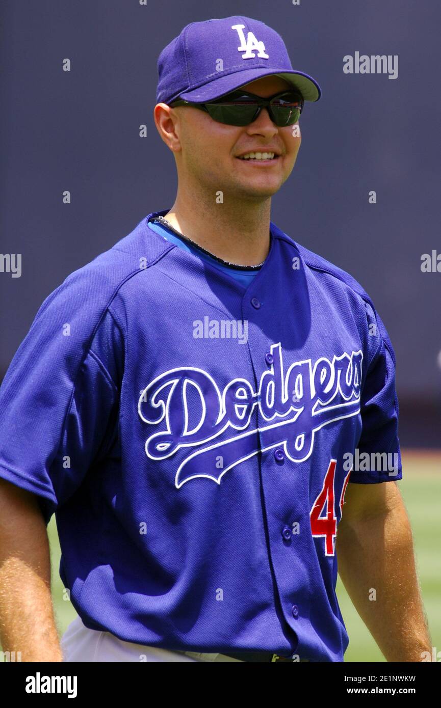 Los Angeles Dodgers outfielder Cody Ross at Los Angeles Dodgers Women's Initiative & Network Baseball Clinic at Dodger Stadium in Los Angeles, Calif. Stock Photo