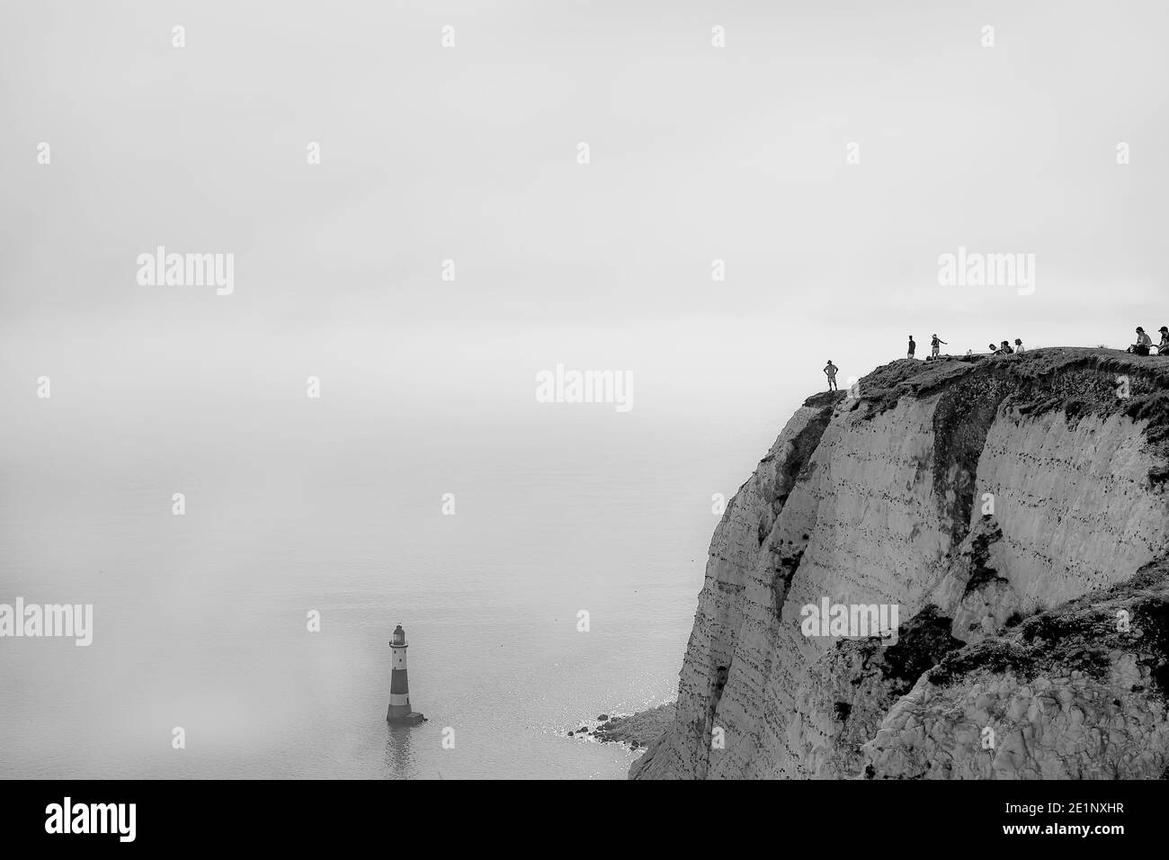 View at Bechy head in Monochrome Stock Photo