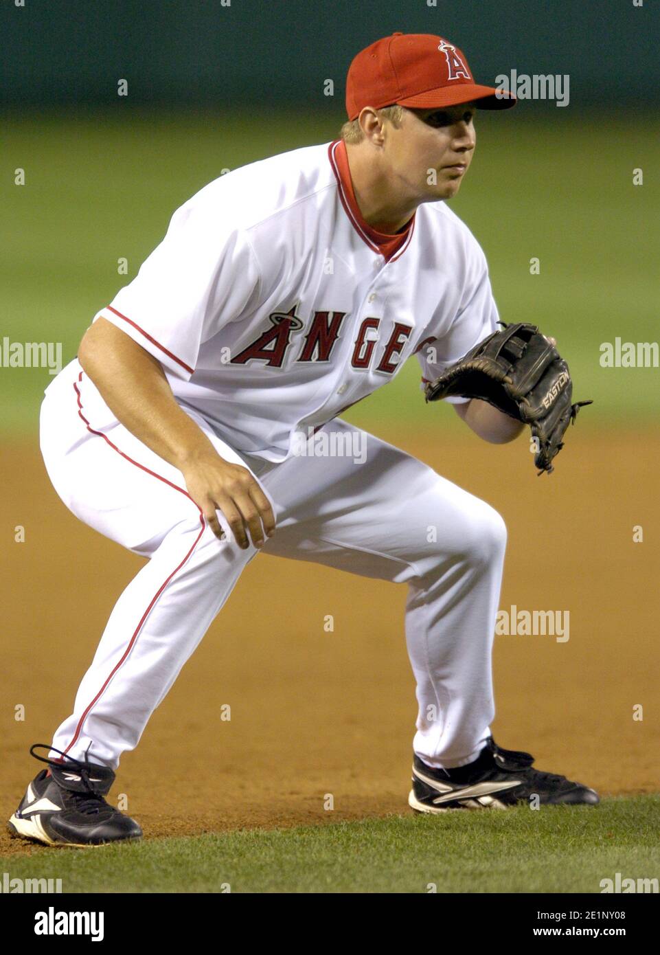 Robb Quinlan of the Angels during 8-3 victory over the Los Angeles Dodgers at Angel Stadium in Anaheim, Calif. on Friday, April 1, 2005. Stock Photo