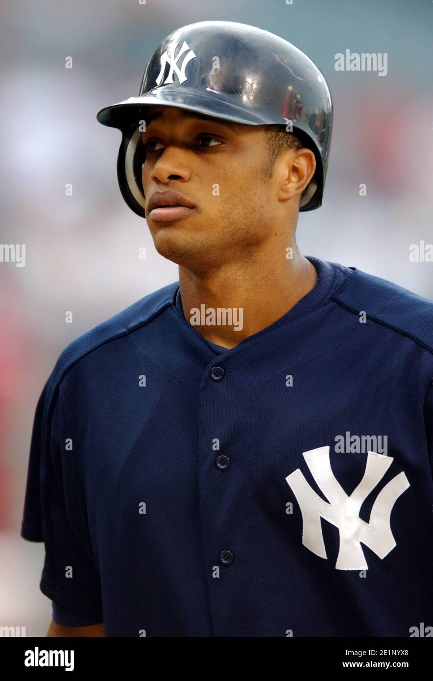 Robinson Cano of the New York Yankees during batting practice before game  against the Los Angeles Angels of Anaheim at Angel Stadium in Anaheim,  Calif Stock Photo - Alamy