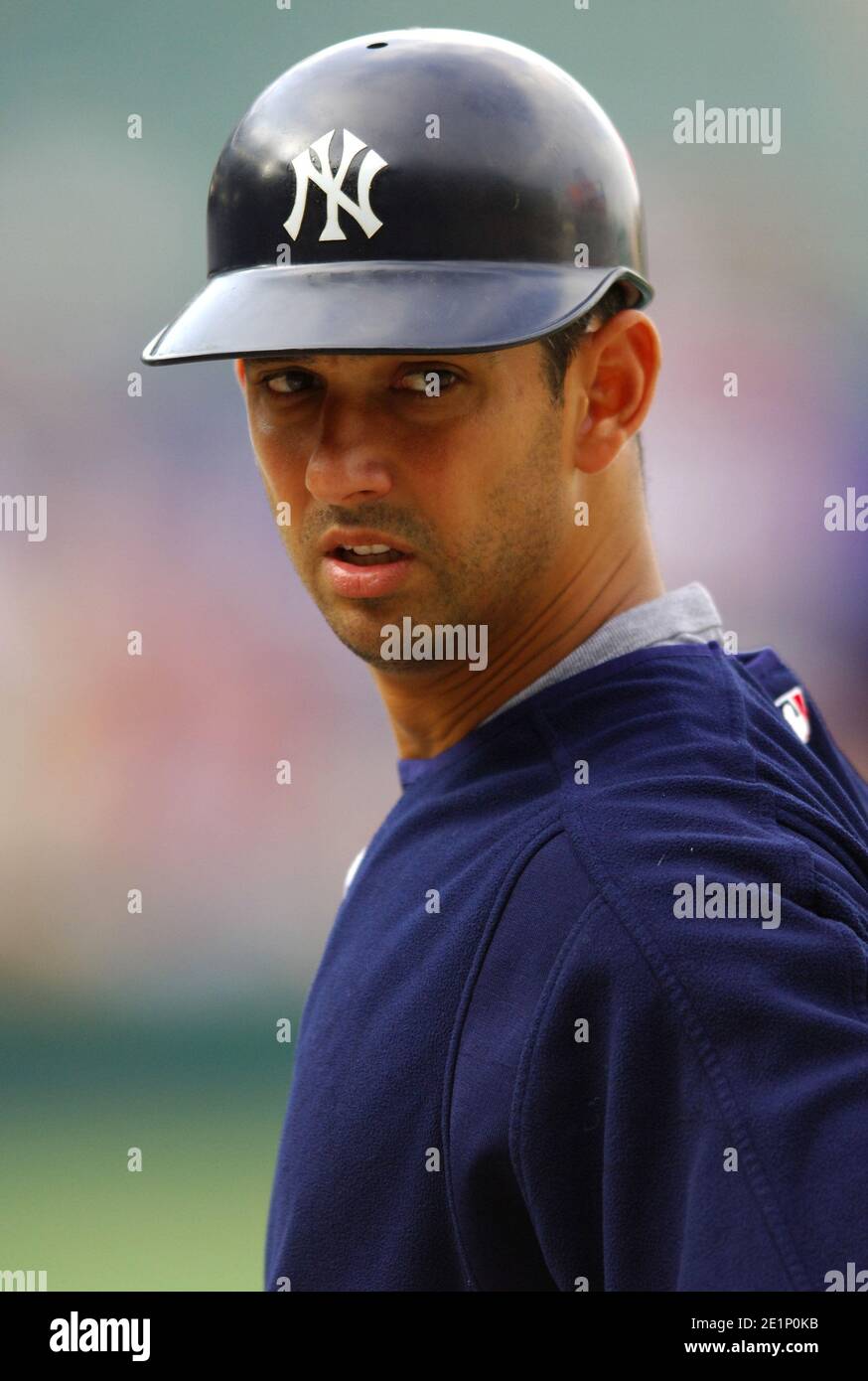 Posada of the New York Yankees during batting practice before