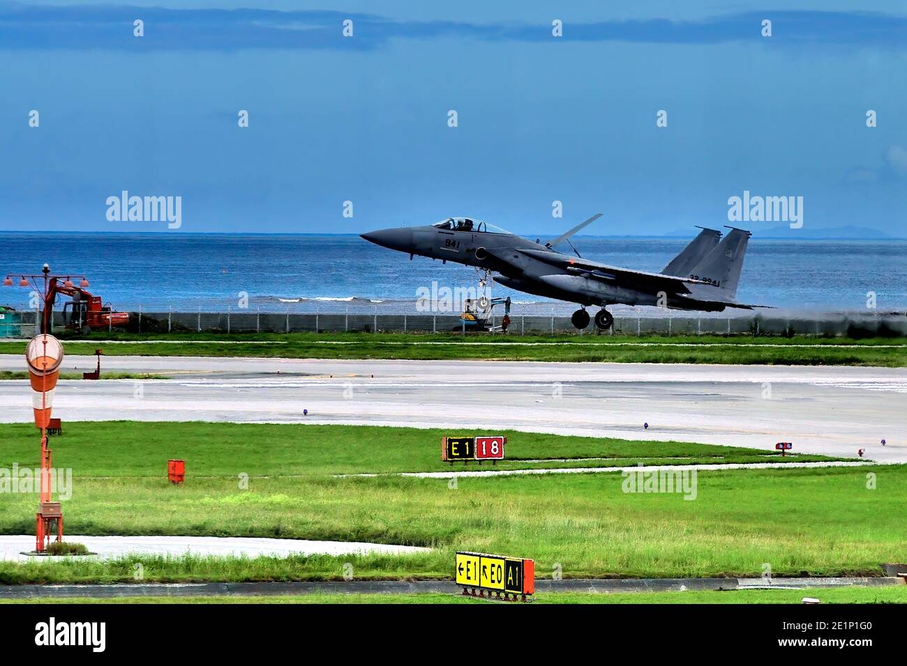 JSDF , Mitsubishi F-15J, 22-8941, Landing , After Patrol, Naha Airport, Okinawa, Japan Stock Photo