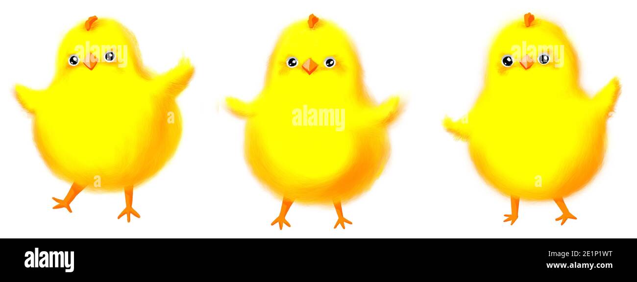 Little cute yellow chicks for Easter isolated on white background ...