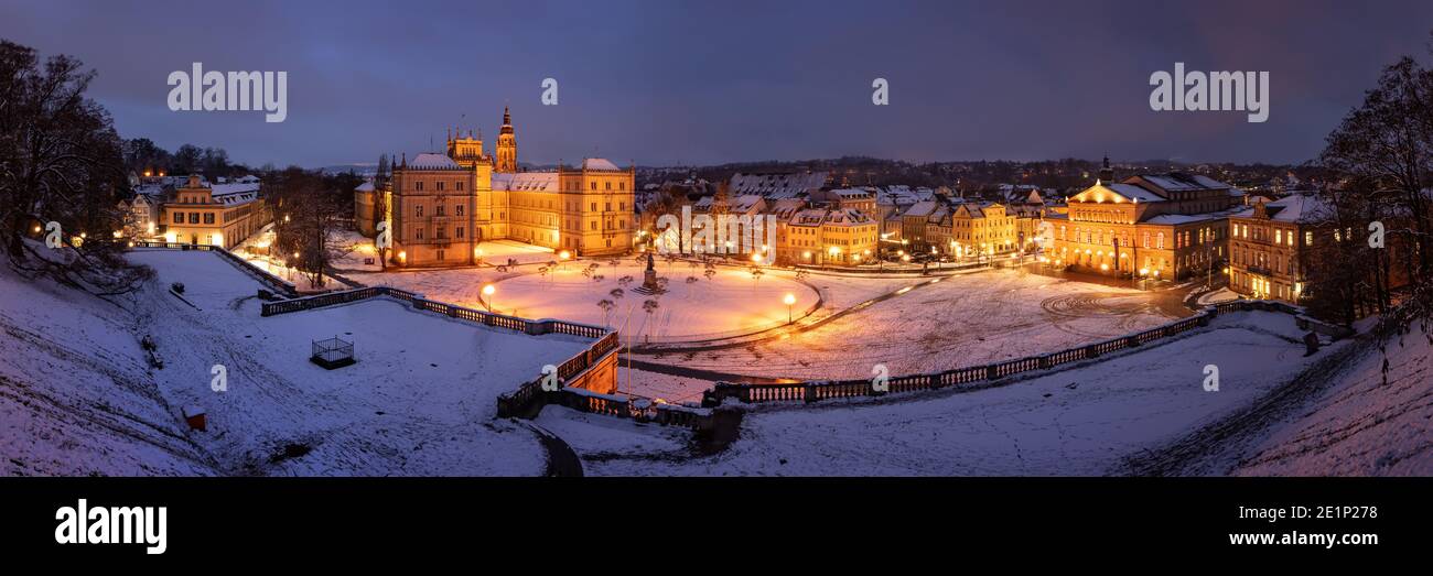 Coburg, Schlossplatz at dusk in winter Stock Photo