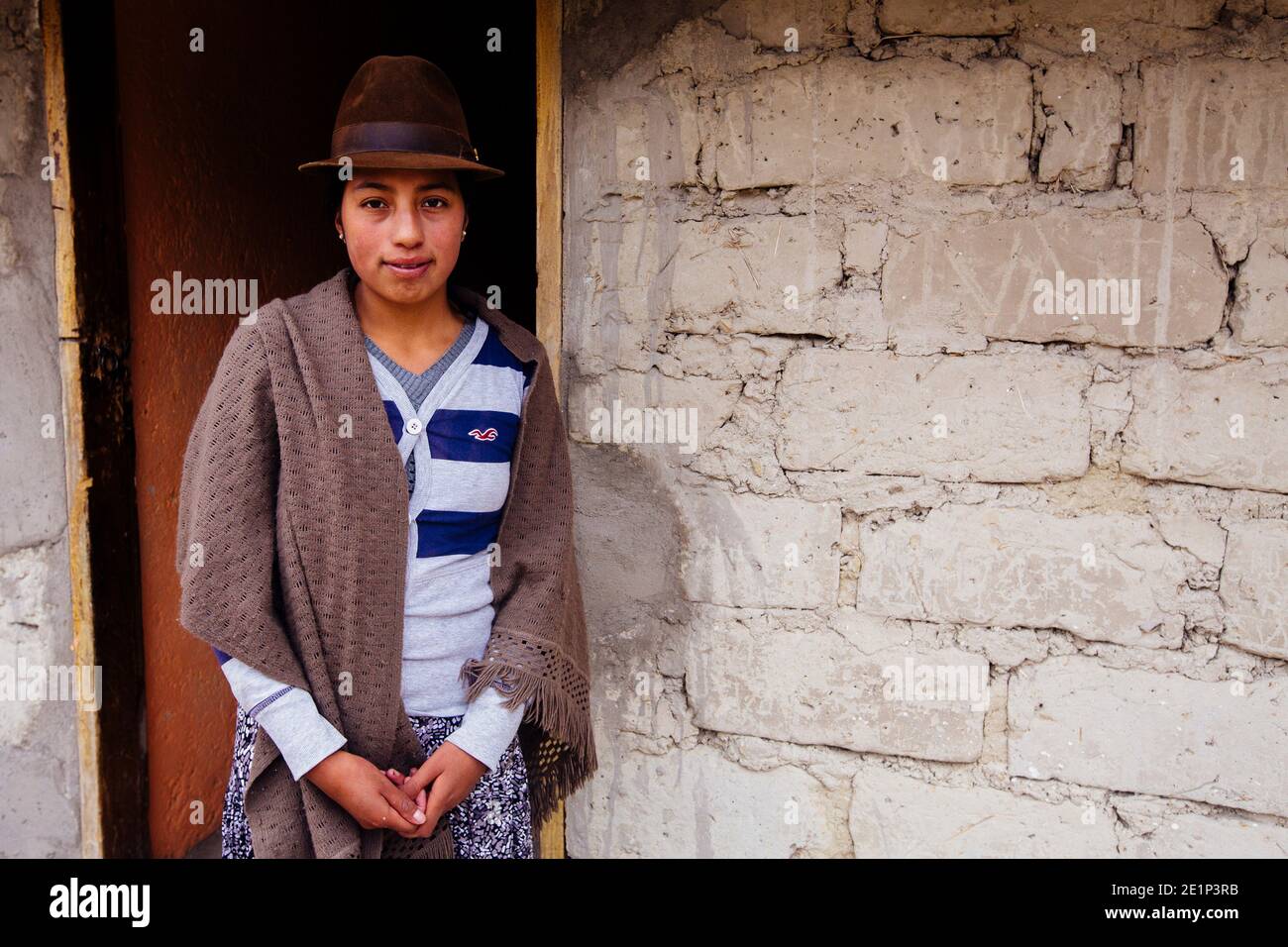 Portraits of local Ecuadorians near Quilatoa Lake, Ecuador. Stock Photo