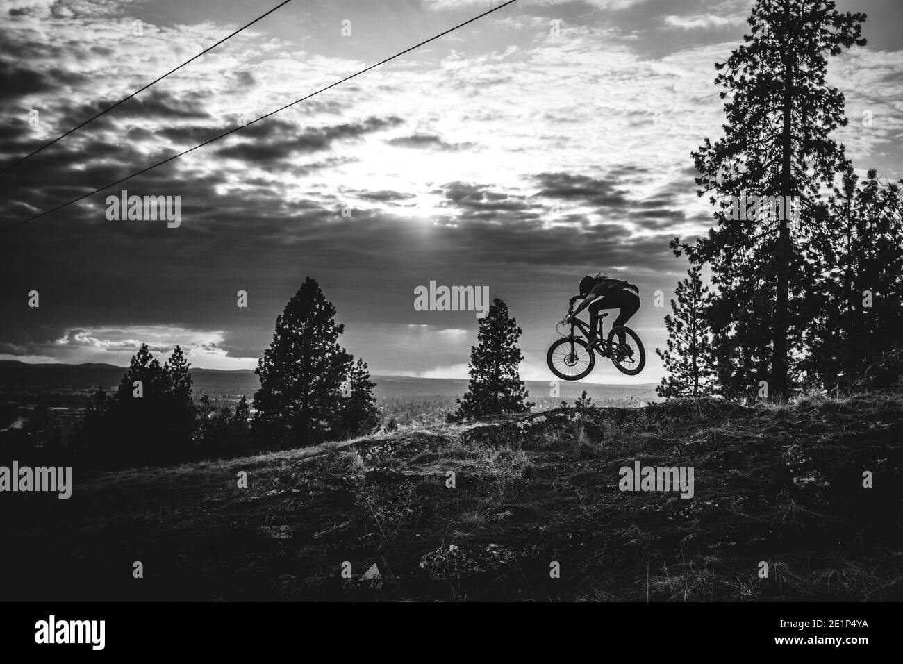 Sunset in rocky mountain Black and White Stock Photos & Images - Alamy