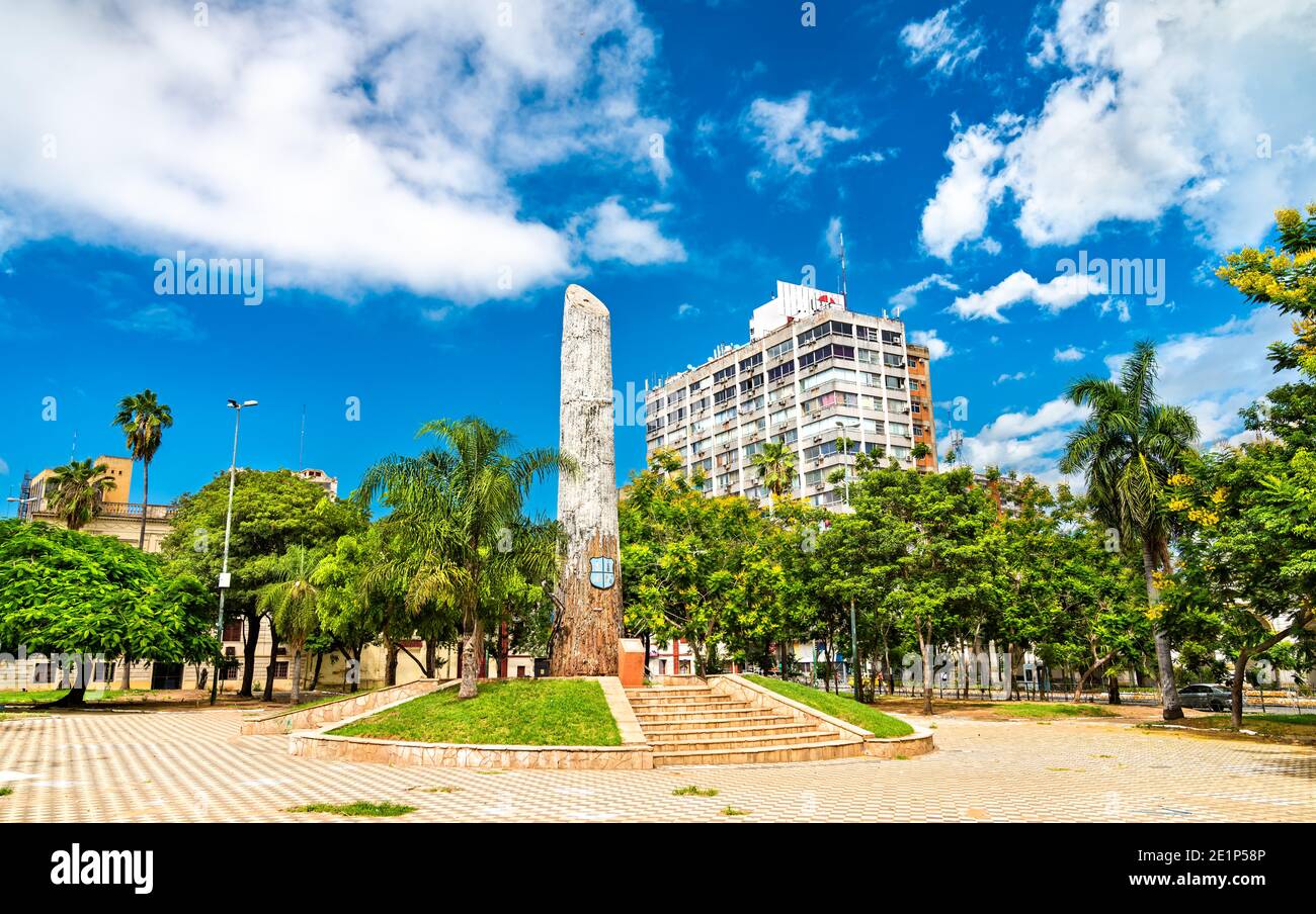 Obelisk at the Plaza de Armas in Asuncion, Paraguay Stock Photo