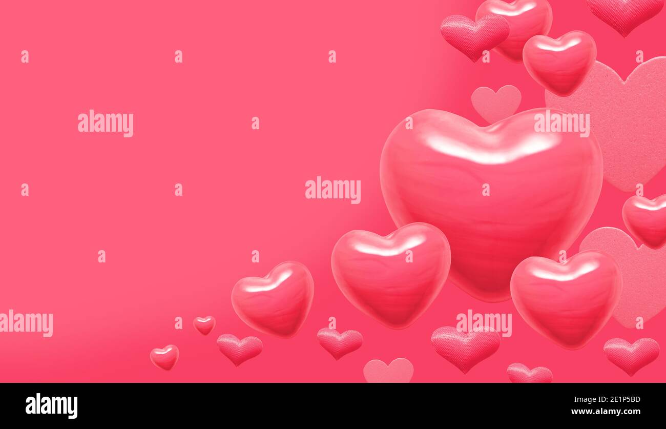 pink hearts on pink background for valentines day greetings card Stock ...