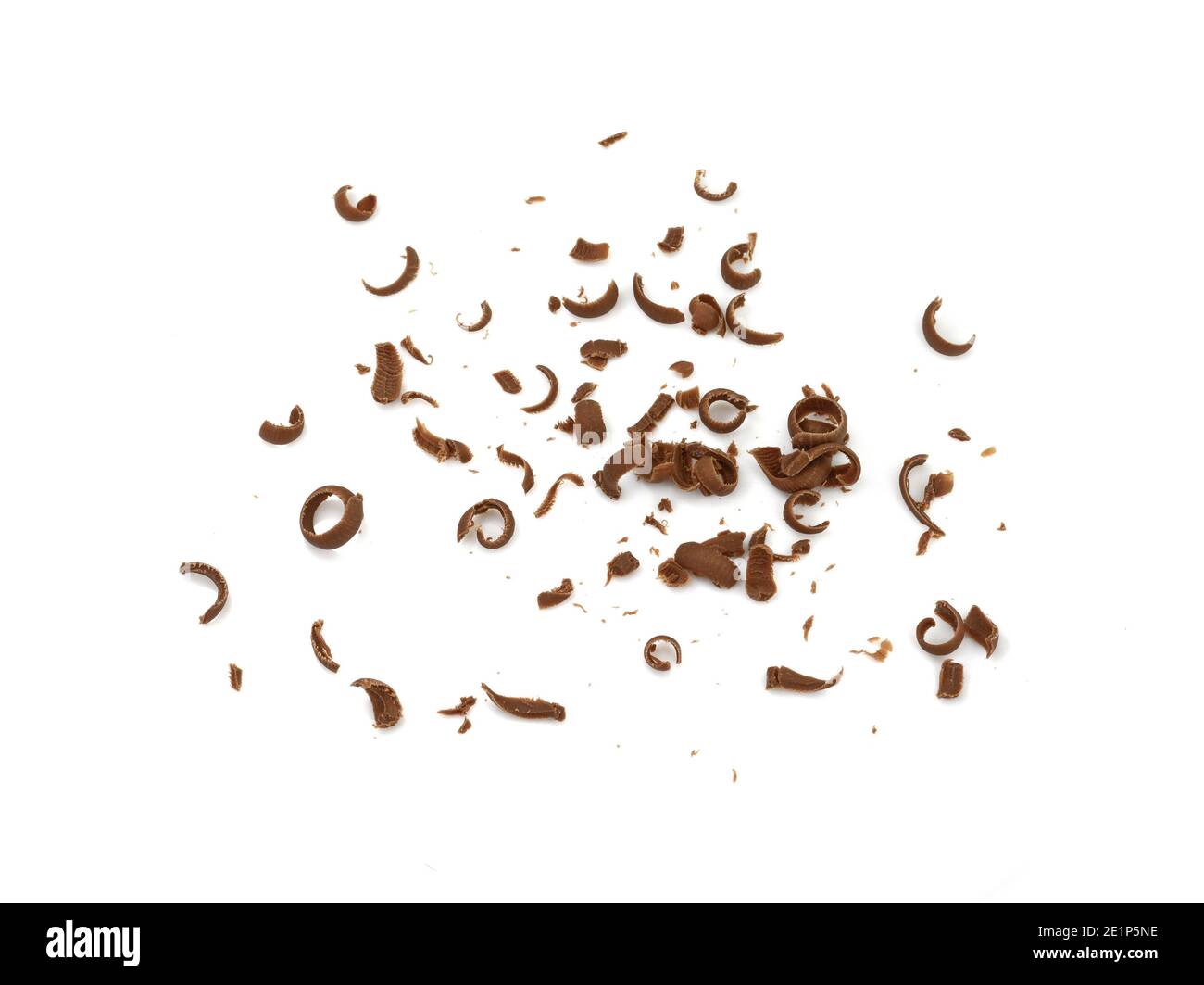 Grated chocolate. Heap of ground chocolate isolated on white background