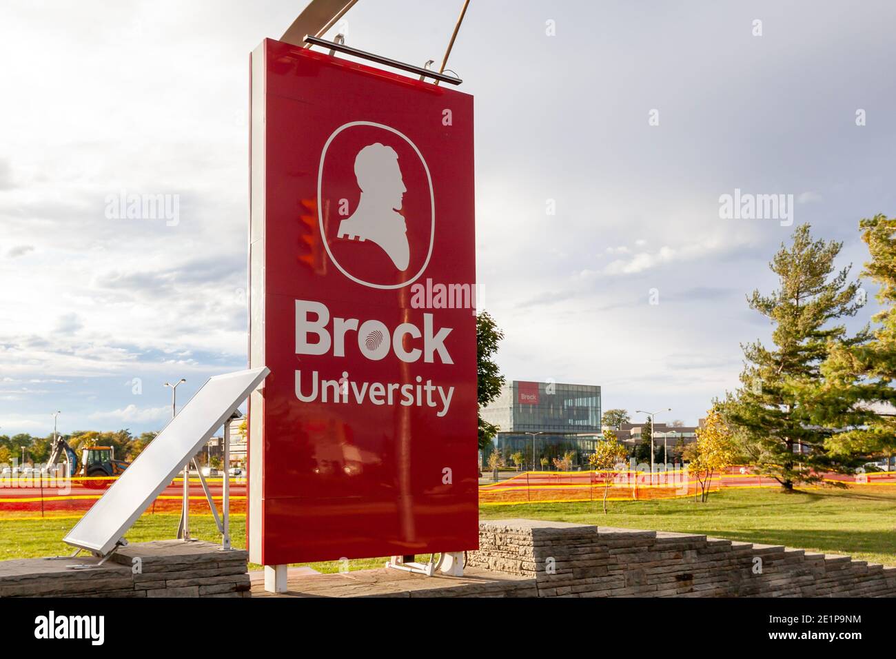St. Catharines, On, Canada - October 1, 2020: Brock University sign is seen in St. Catharines, On, Canada on October 1, 2020. Stock Photo