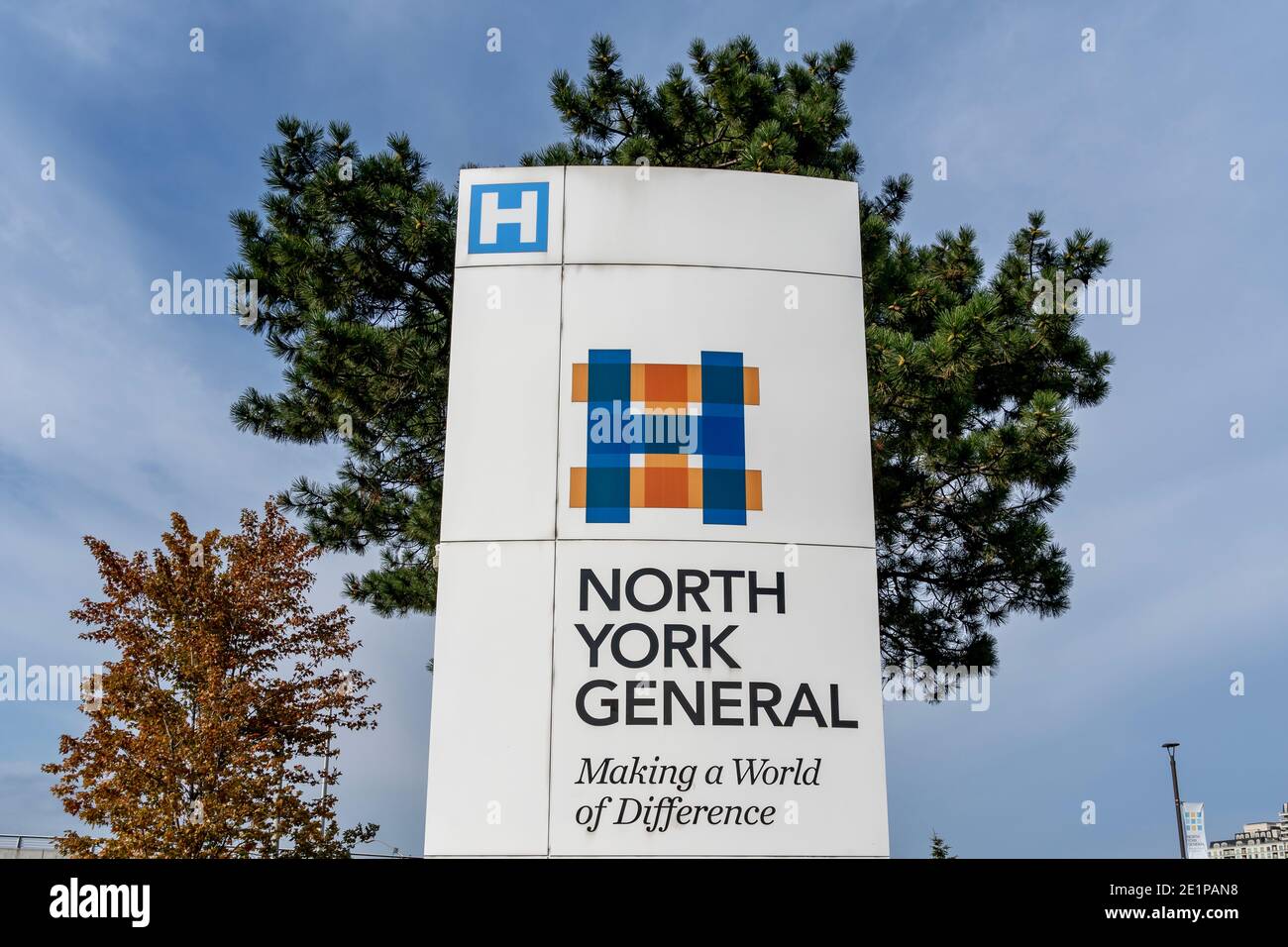 North York, Toronto, Canada September 26, 2020 Close up North York General Hospital sign in