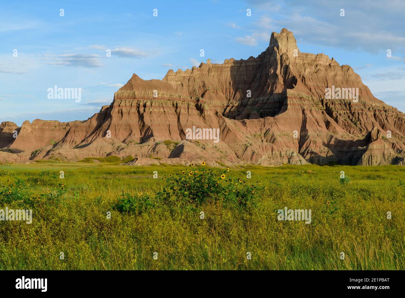 Formations near the Reifel Visitors Center in Badlands National Park Stock Photo