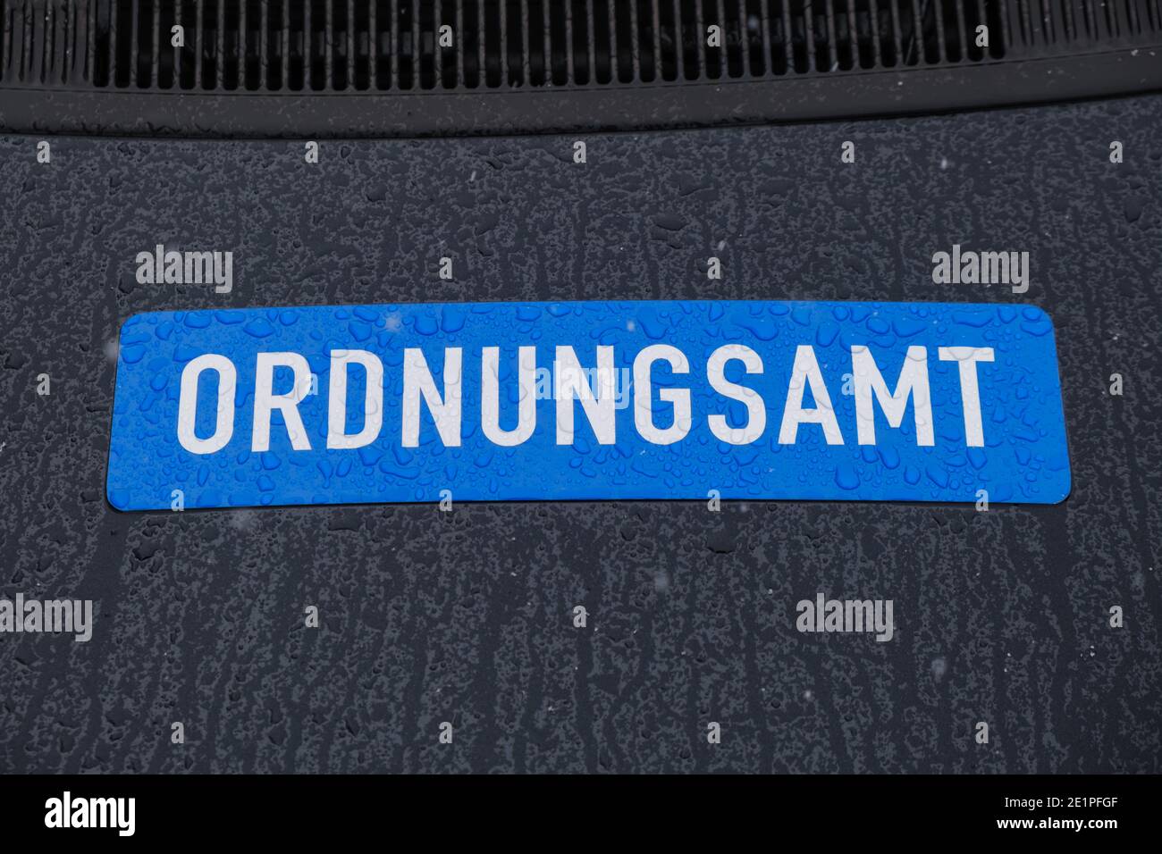 Holzen, Germany. 08th Jan, 2021. 'Ordnungsamt' is written on a car of the Ordnungsamt, which is located at the Ithwiesen. The district of Holzminden was the first district in Lower Saxony to ban people from entering many tobogganing meadows. Offences are punished with up to 25,000 euro fine, as it is called in the general order valid starting from Friday. Accordingly, the legal basis is the Infection Protection Act. Credit: Ole Spata/dpa/Alamy Live News Stock Photo