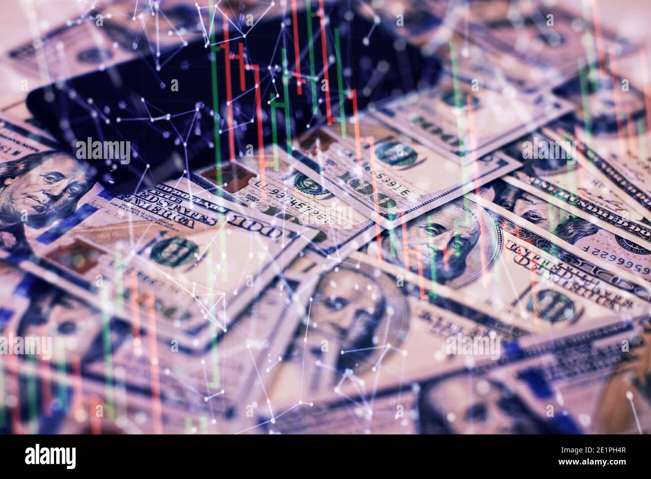 Working set for analyzing financial statistics and analyzing a market data. Stock Photo