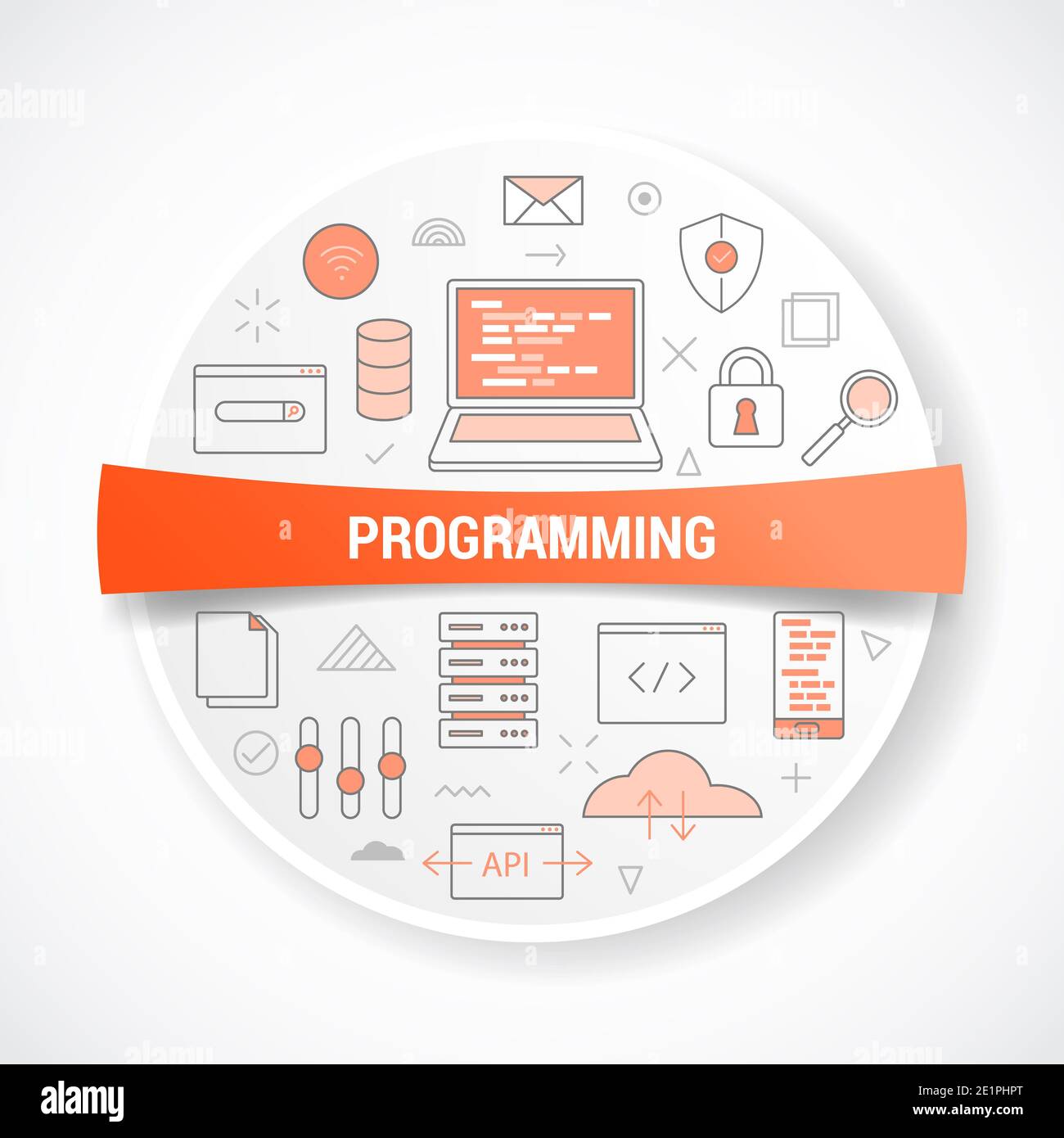 programming concept with icon concept with round or circle shape vector ...